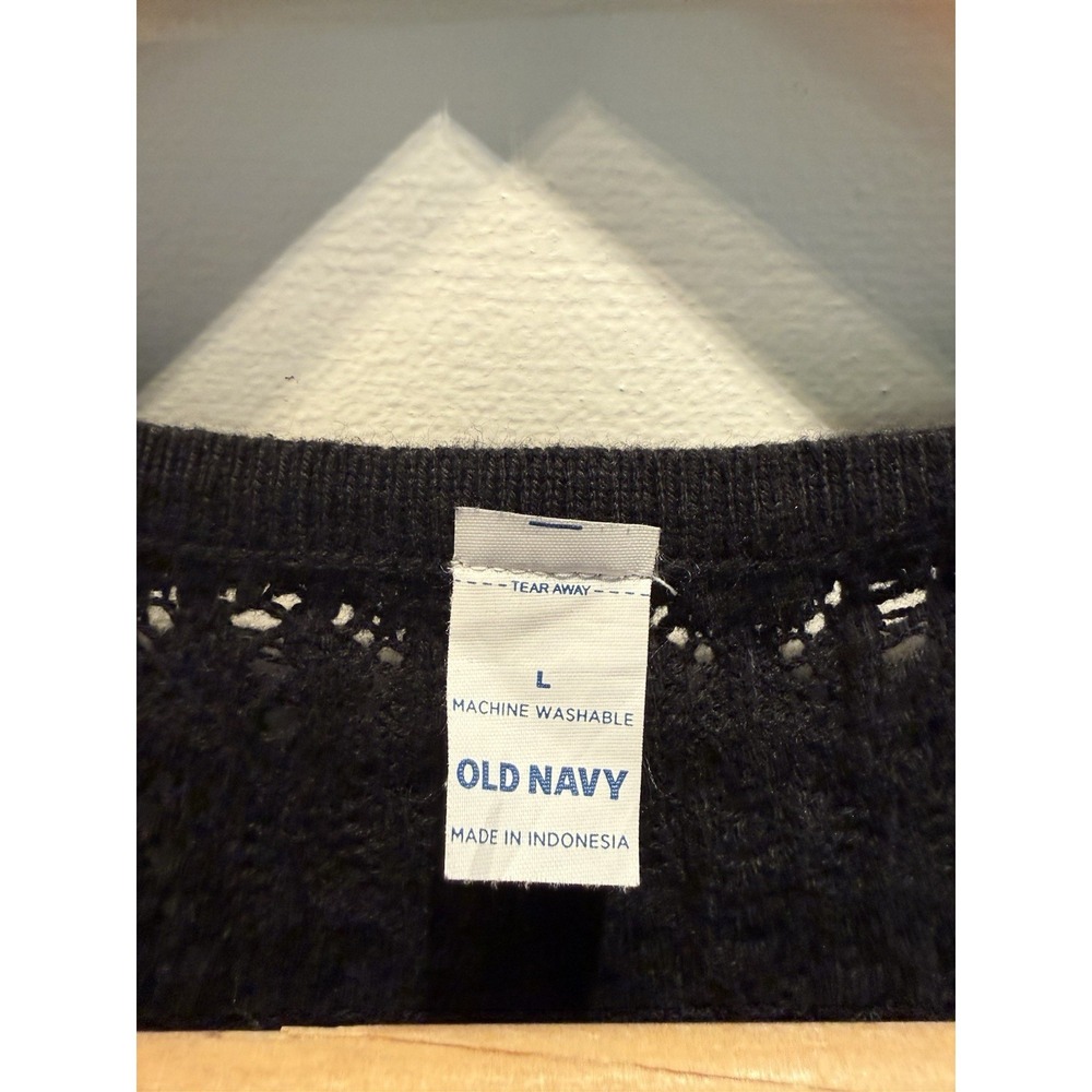 Old Navy Crochet Midi Dress Women's Large Black Coverup Tank Open Knit - Picture 5 of 10